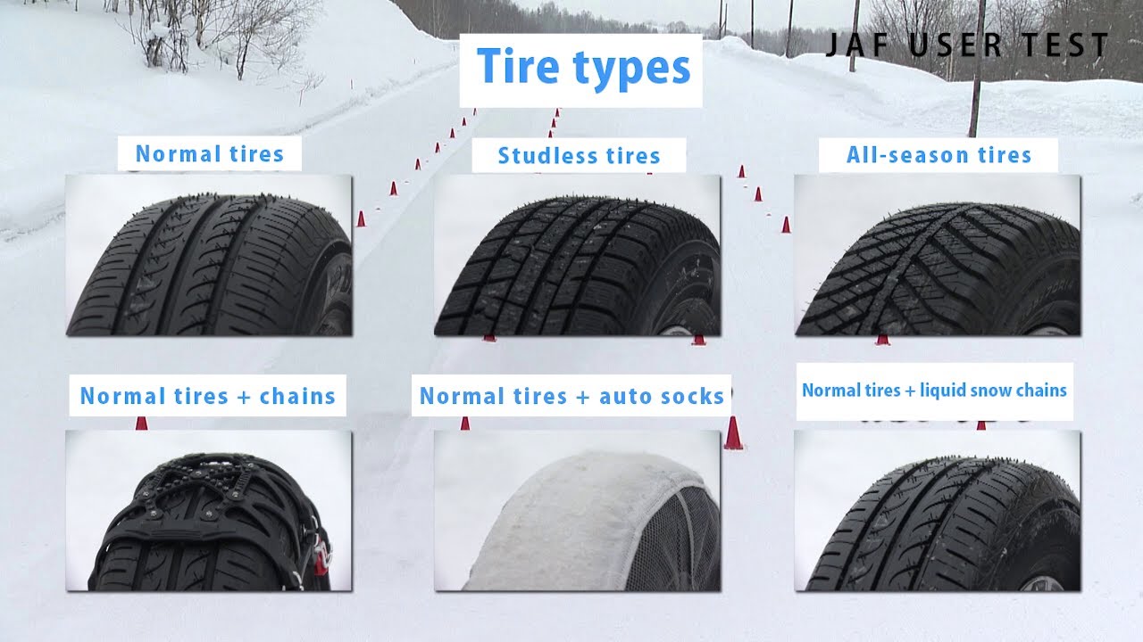 Normal tires can run on snowy roads but cannot stop