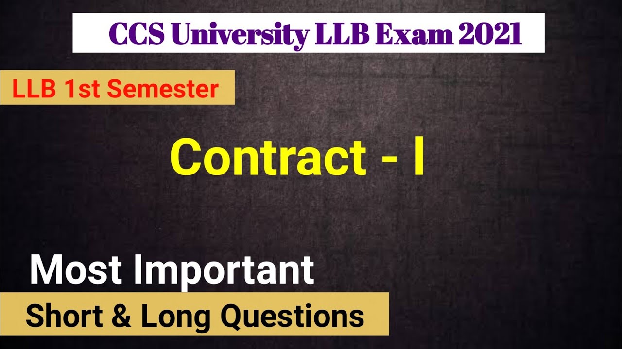 Law of Contract important questions with answers | LLB 1st Semester Exam || CCSU || Kritika BALLB