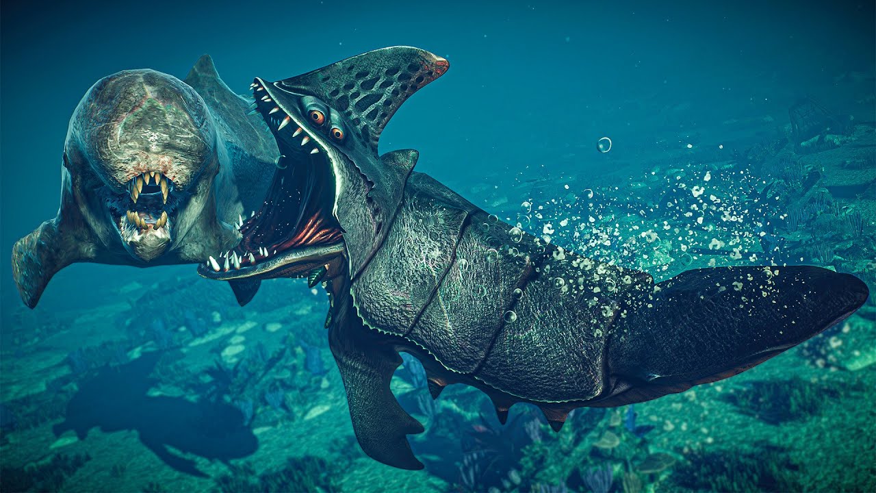 Sand Shark vs Livyatan, Spinosaurus, Mosasaurus | Hunt & Fight vs All Marine reptiles | JWE 2