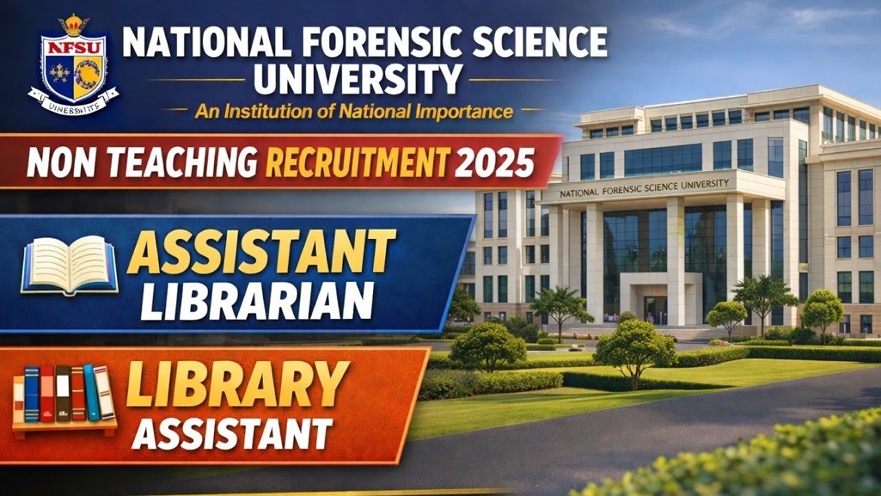 National Forensic Science University  Recruitment 2025 | Assistant Librarian |  Library Assistant