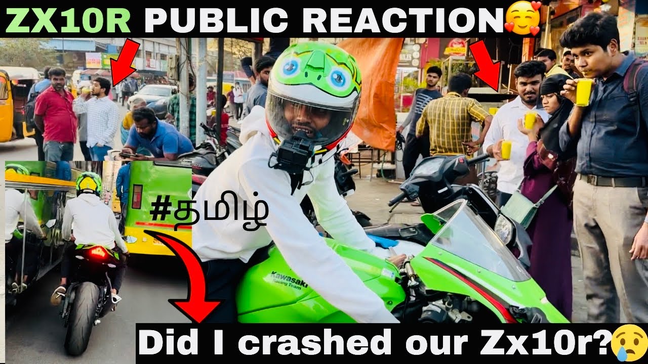 Zx10r public reaction 😍|crashed our 10r?😢| @azarkettavan |tamil| |zx10r|