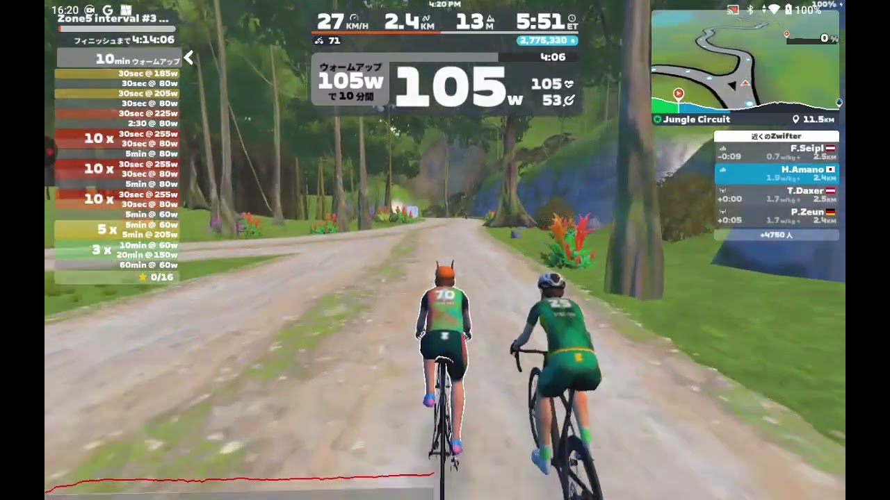 [ZWIFT VLog] Saturday 14 February  2026 Zone5 interval #3 (1) on Jungle Circuit in Watopia