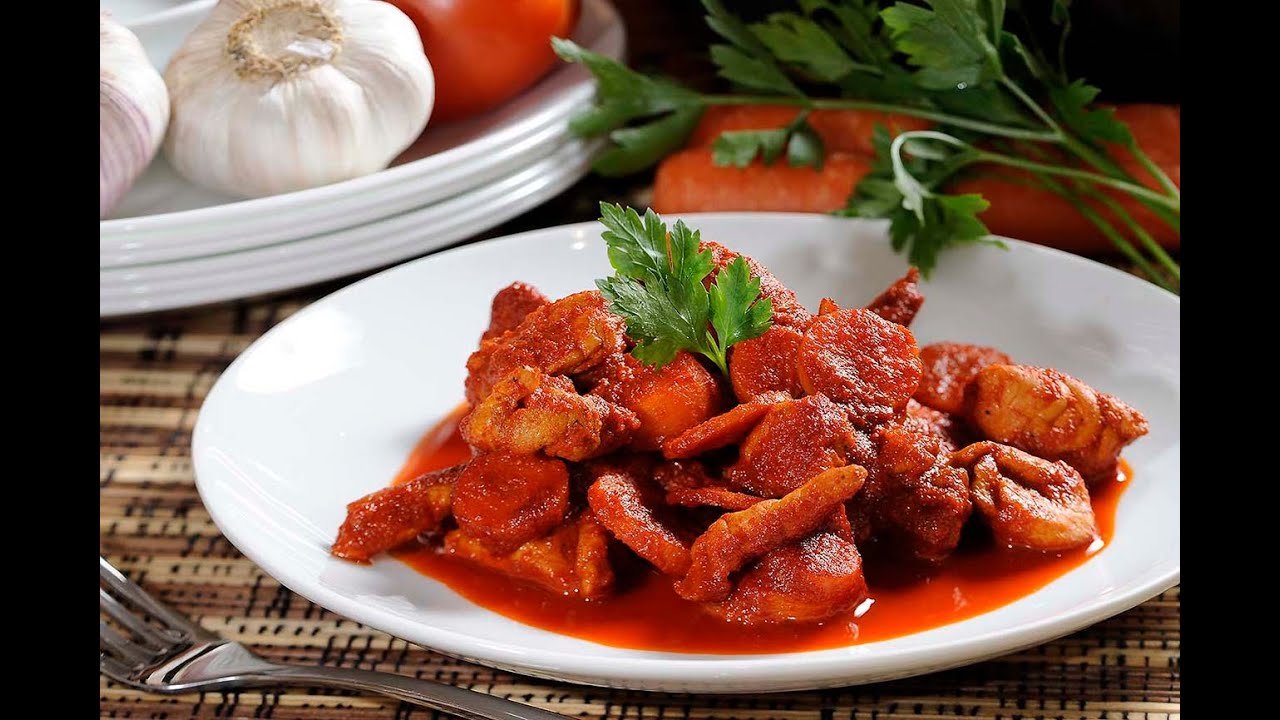 Chicken in chile ancho sauce Mexican food