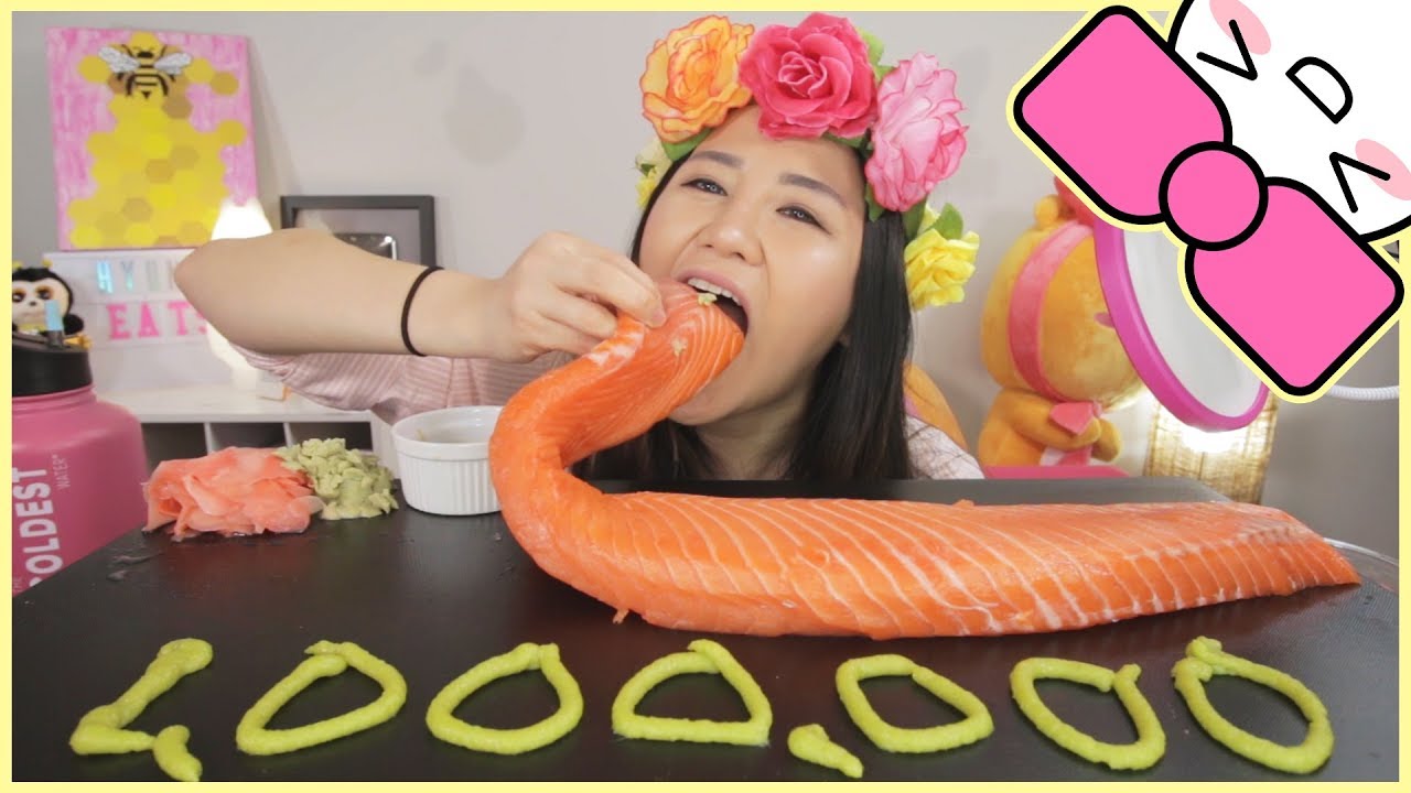 GIANT SALMON SASHIMI l MUKBANG