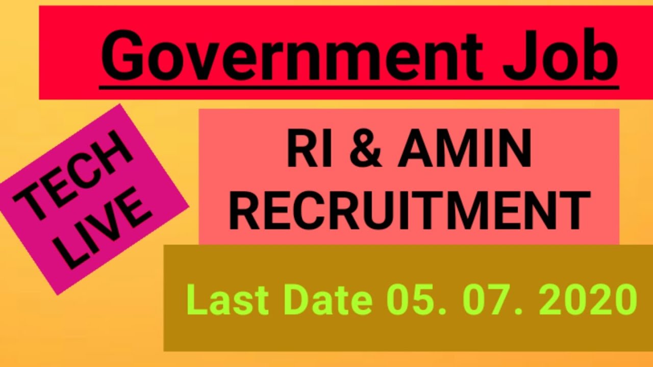 RI & AMIN Recruitment 2020 !! Odisha Daily Job Updates !!Odisha Govt. Job!!! TECH LIVE!!!