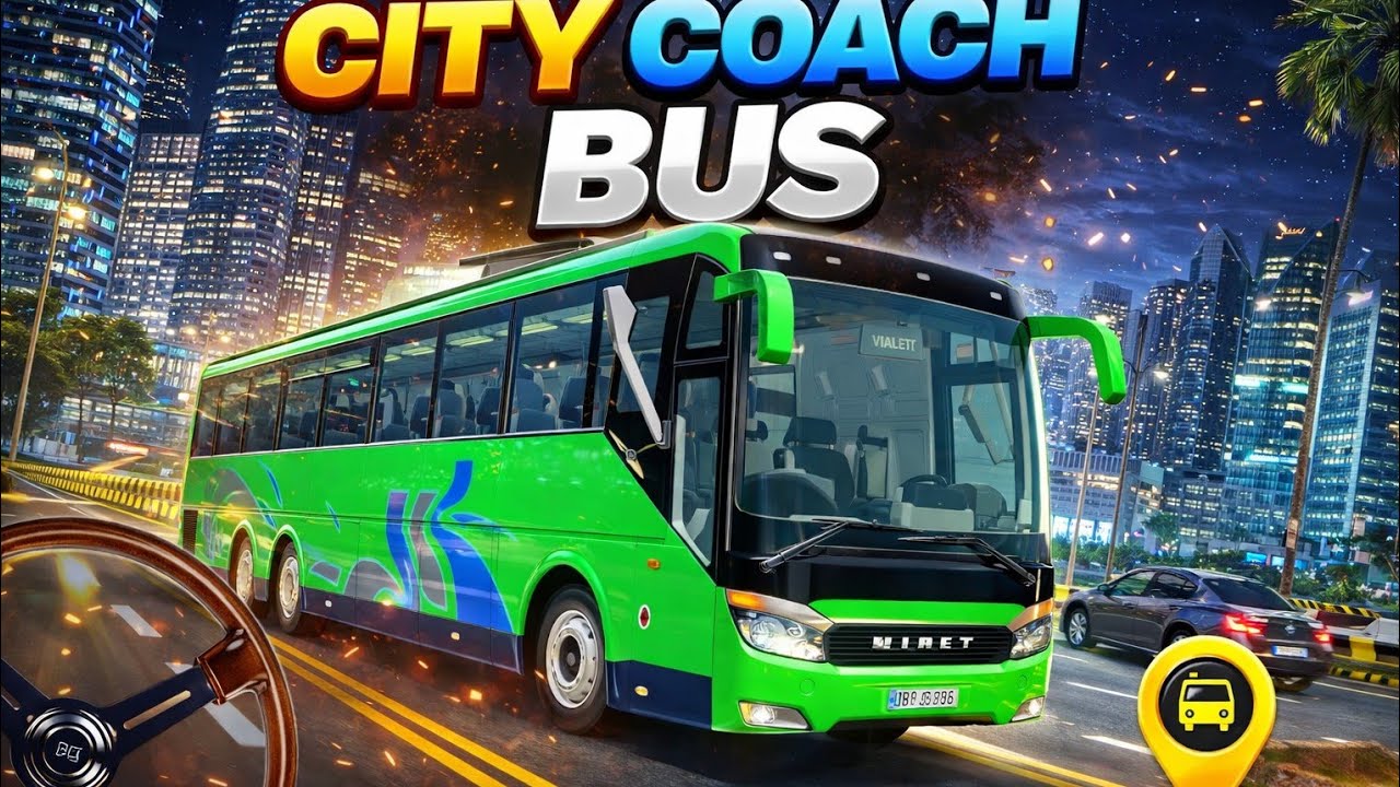 Coach Bus 3D Simulator 🚍 Green City Bus Drive | Passenger Pickup at Bus Stops Gameplay