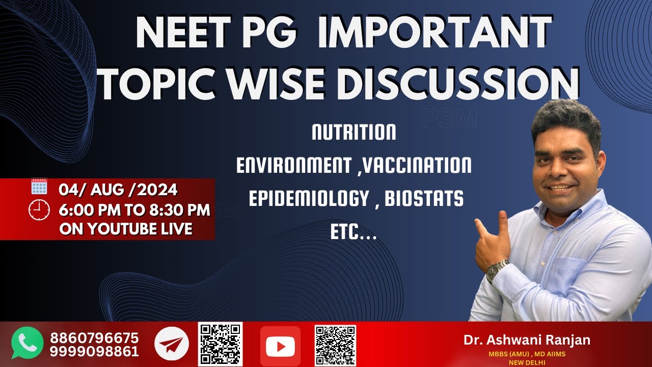 NEET PG IMPORTANT TOPIC WISE DISCUSSION || Nutrition Environment Vaccination Epidemiology Biostats