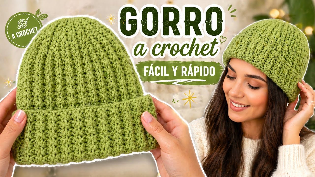 Hermoso gorro para adultos PASO A PASO fácil de tejer