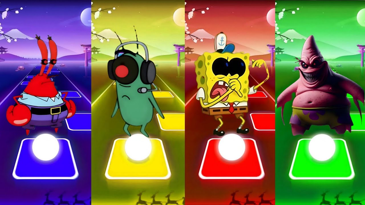 MR KRABS EXE  🆚 SPONGEBOB EXE 🆚 SANDY CHEEKS EXE 🆚 PLANKTON EXE | Tiles Hop Battle