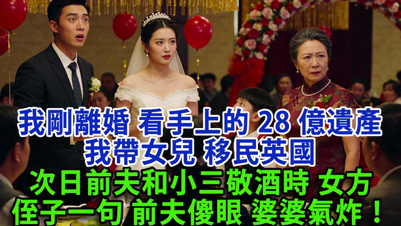 我剛離婚看著手上的28億遺產 帶著女兒 移民英國 次日前夫娶小三婚宴敬酒時 女方侄子的一句話 前夫當場傻眼 婆婆氣炸#人生感悟 #健康 #情感故事 #婚姻經營 #老年生活 #家庭 #故事