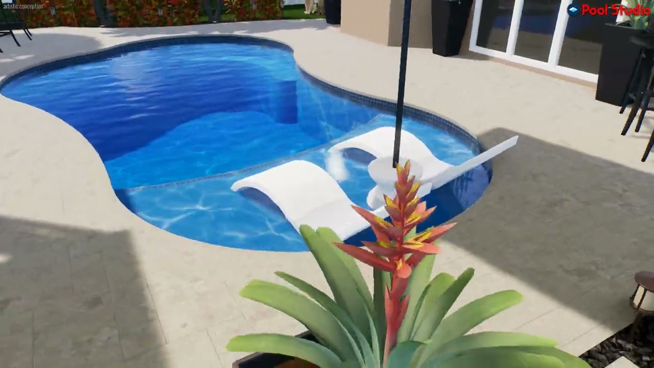 Lagoon Pool Tiki Bar Backyard Design in Boynton Beach, FL - Chuck Fiore Designer
