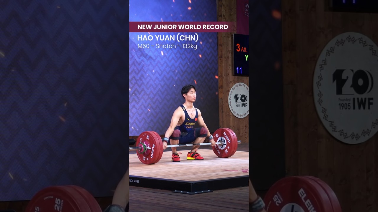 132 Lift 🔥New Junior World Record |  Men 60kg | #shorts #iwf2025 #worldrecord
