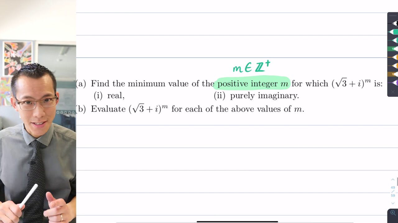 Using de Moivre's Theorem - example question (1 of 2: Purely real)