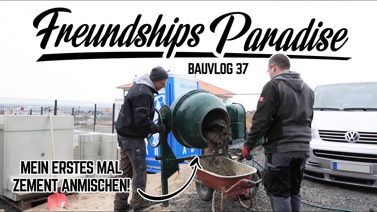 🔨 Regenrinnen vor der Halle einbauen! Mein erstes Mal Zement mischen💪🏼 Bauvlog 37