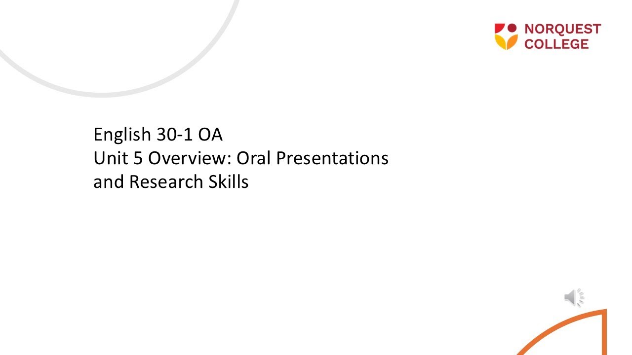 ELA 30-1 OA Unit 5 Overview Oral Presentations