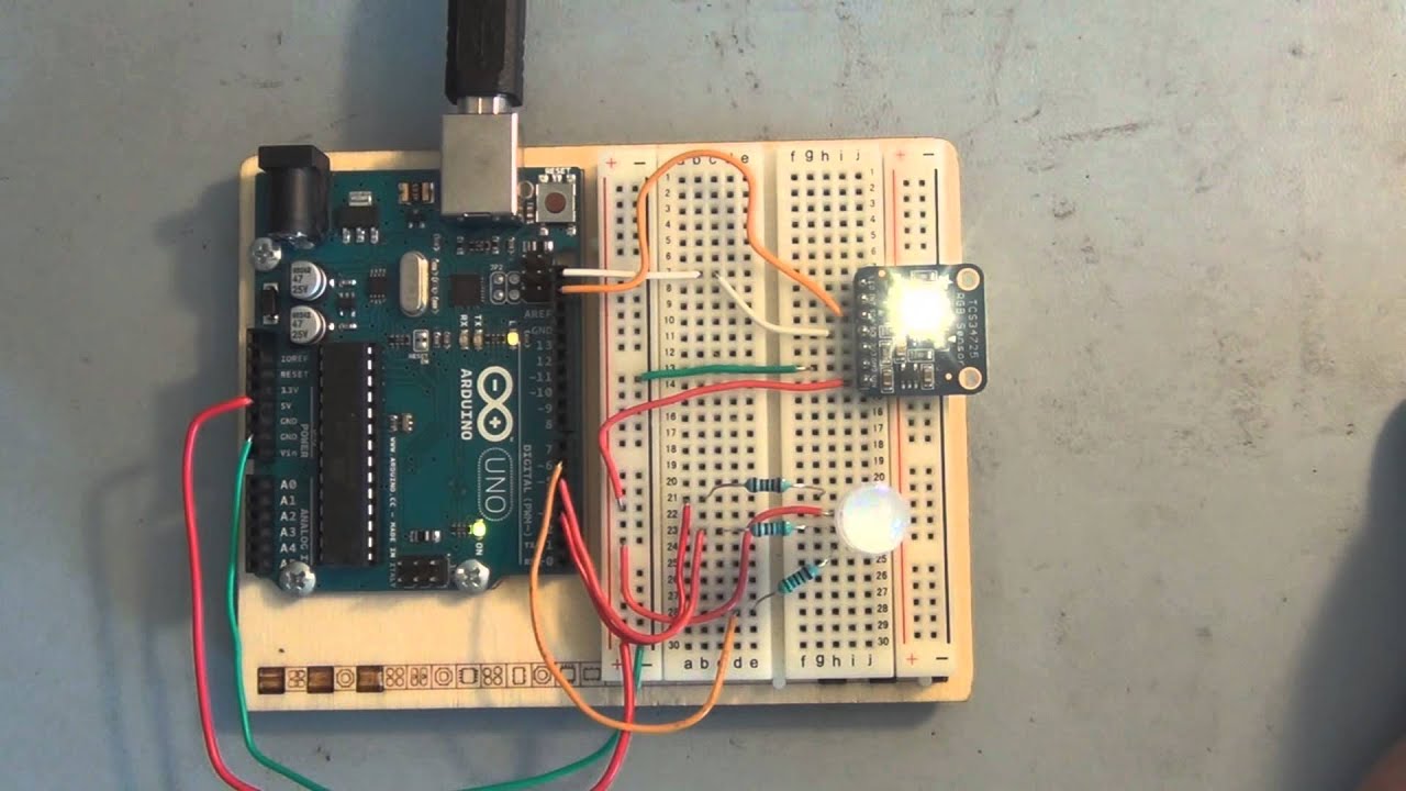 Arduino connected to an RGB Color Sensor