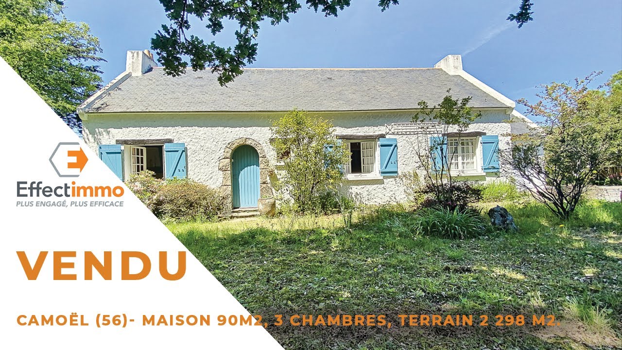 Camoël (56) - À 10mn des plages, proche de la Vilaine, maison de 90m2, 3 chambres, terrain 2298 m2.
