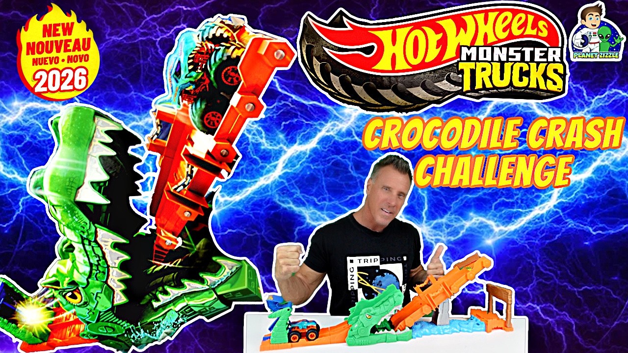 Набор Hot Wheels Monster Trucks Crocodile Crash Challenge (новинка 2026 года)
