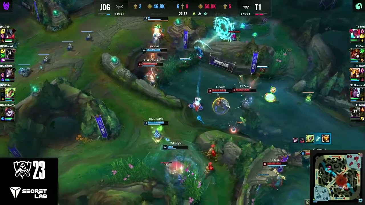 Gumayusi absolutely decimates Ruler & 369 - T1 vs JDG 2023 Worlds G4.