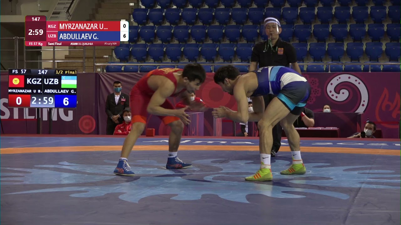 1/2 FS - 57 kg: B. MYRZANAZAR U (KGZ) v. G. ABDULLAEV (UZB)