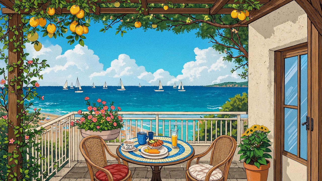 Seaside Breakfast Morning Ambience 🌊☀️Lofi Coffee ☕ ~ Lofi Hip Hop - Lofi Music [ Study/ Relax ]