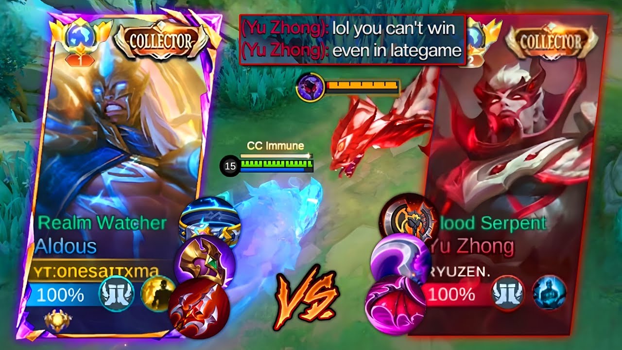 ALDOUS SECRET TRICK TO DOMINATE THIS PRO YU ZHONG COUNTER HERO IN EXPLANE!!🔥 (intense match!!!)