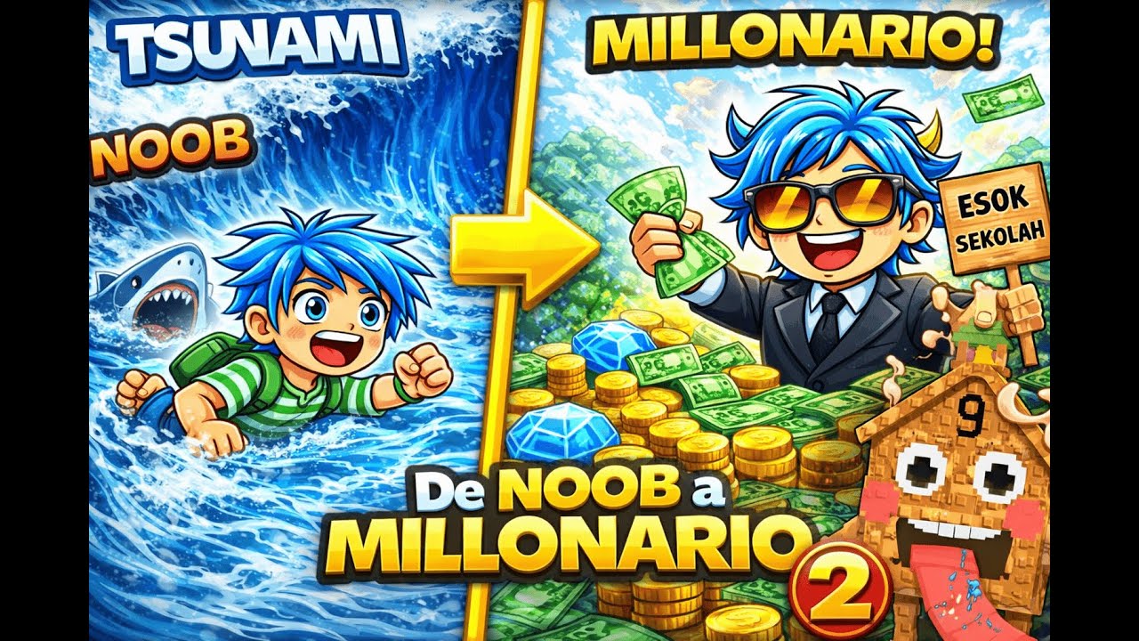 ESCAPÉ del MEGA TSUNAMI de BRAINROTS 😱 | De NOOB a MILLONARIO #2