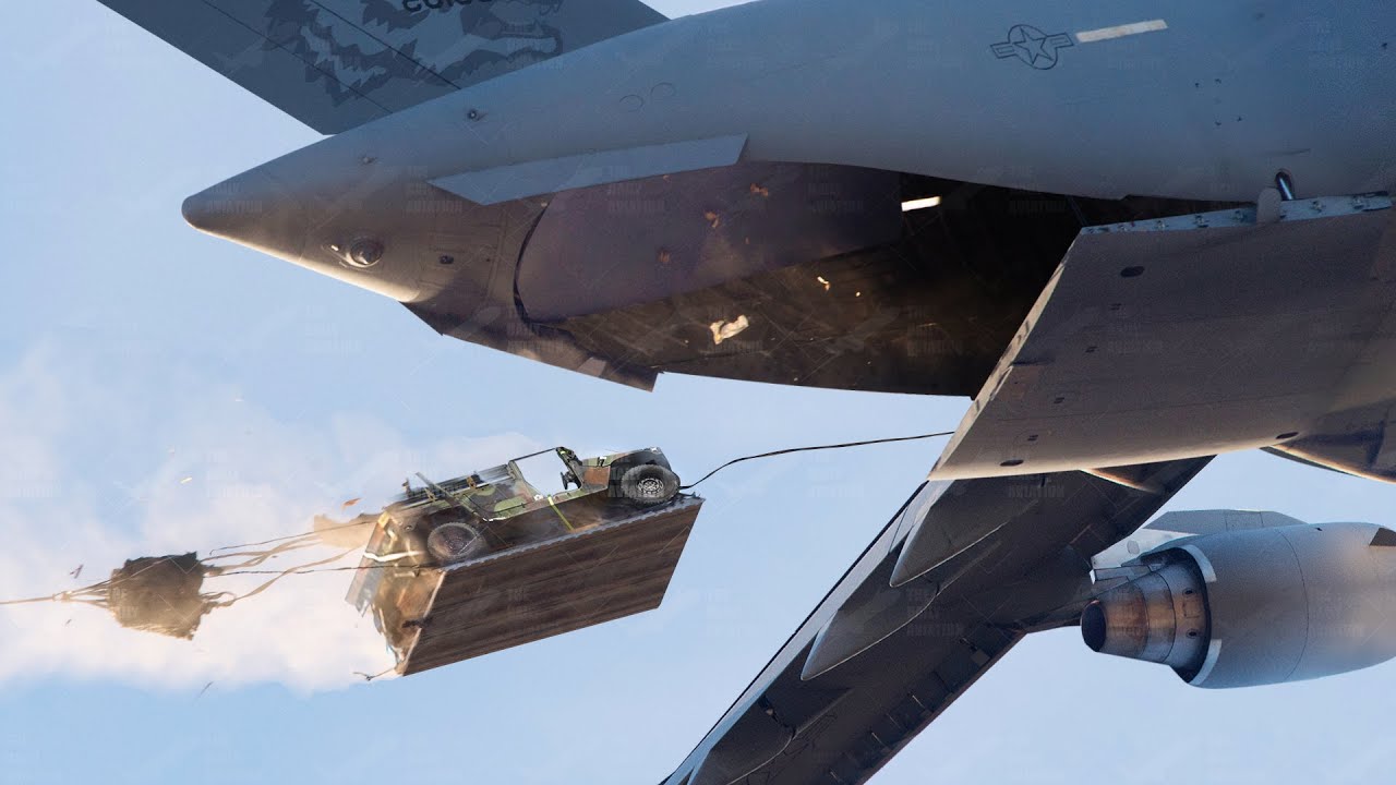 Massive US C-17 Airdrops 6 Ton Humvees in the Middle of Nowhere