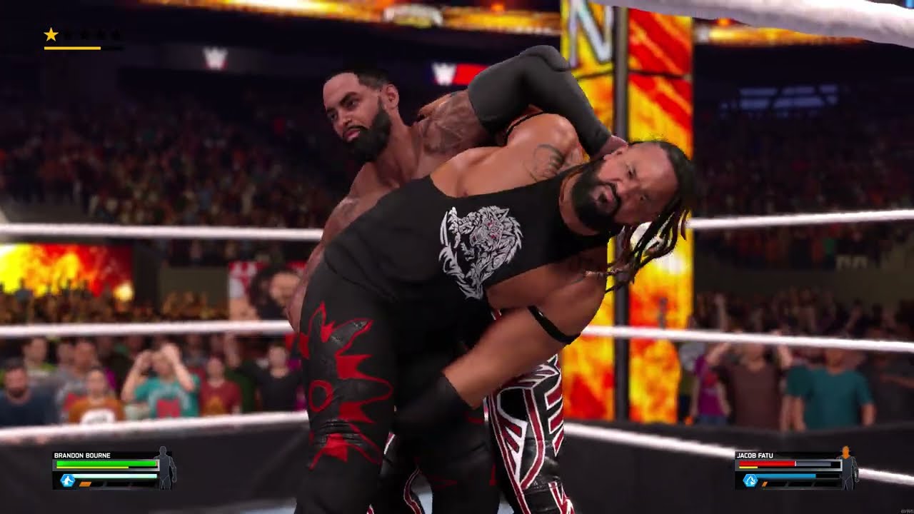 WWE 2K25 Брэндон Борн против Джейкоба Фату Король ринга