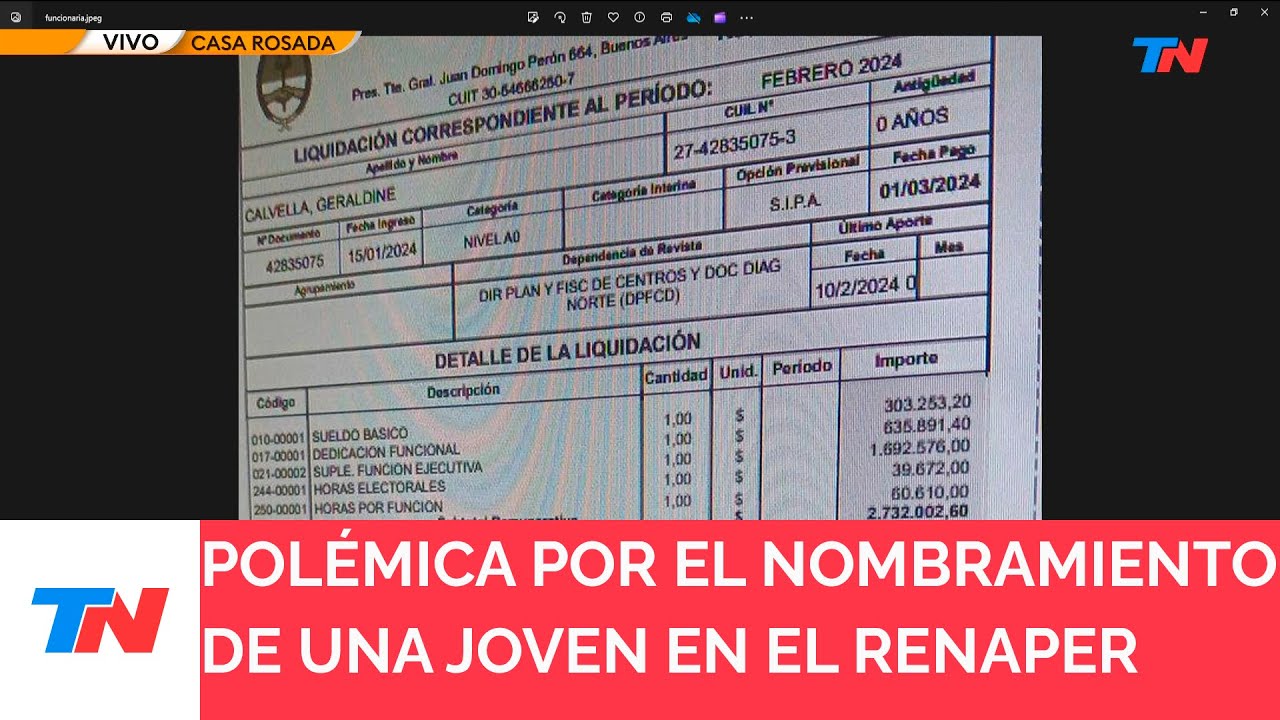 Nombraron a una joven sin experiencia en el Renaper y hay pases de facturas dentro del Gobierno