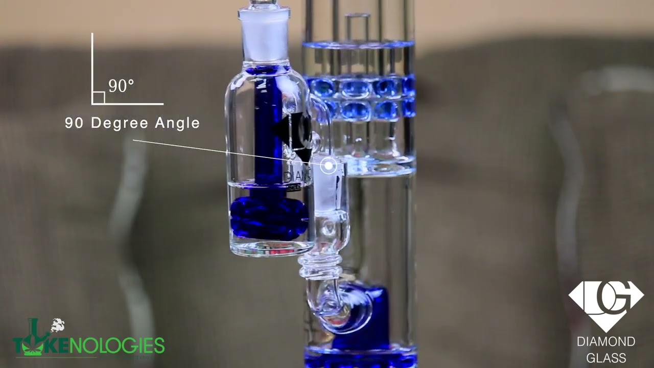DIAMOND GLASS&reg; 14MM 90 DEGREE ASH CATCHER W/ HAMMERHEAD PERC