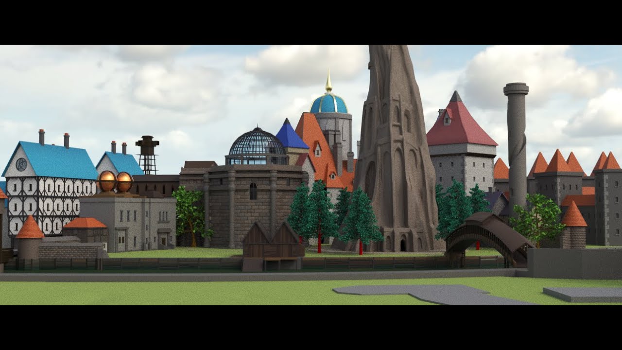 Ankh-Morpork, River Gate to the Unseen University. From Terry Pratchett's Discworld novels. V9.
