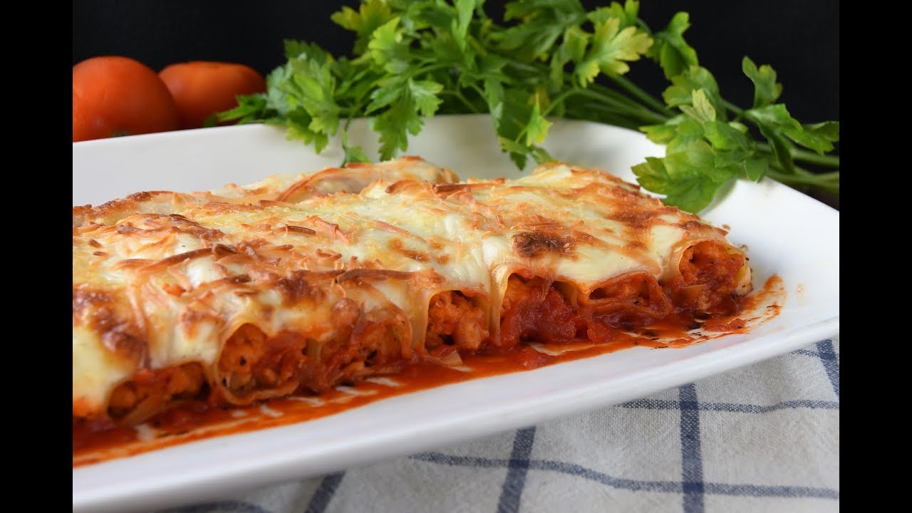 Canelones de pollo casero y fáciles