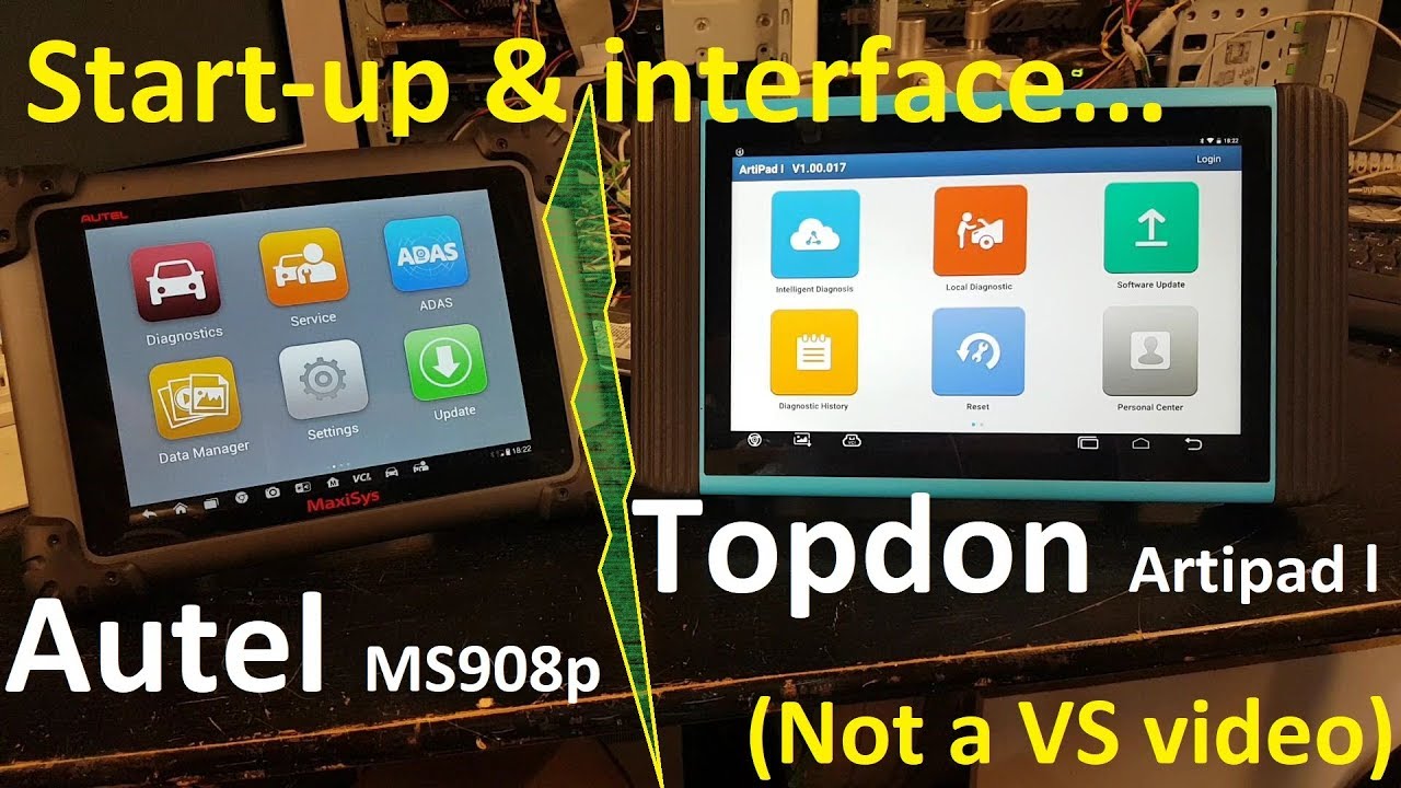 Topdon Artipad I & Autel MS908P side by side... (Start up, interface, menus and shutdown)