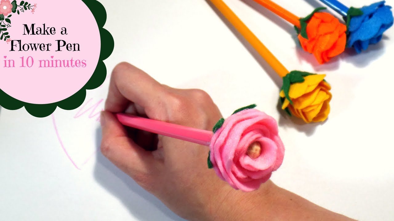 Make a Flower Pencil in 10 Minutes | DIY Rose Pens Topper | Pen Flowers | by Fluffy Hedgehog