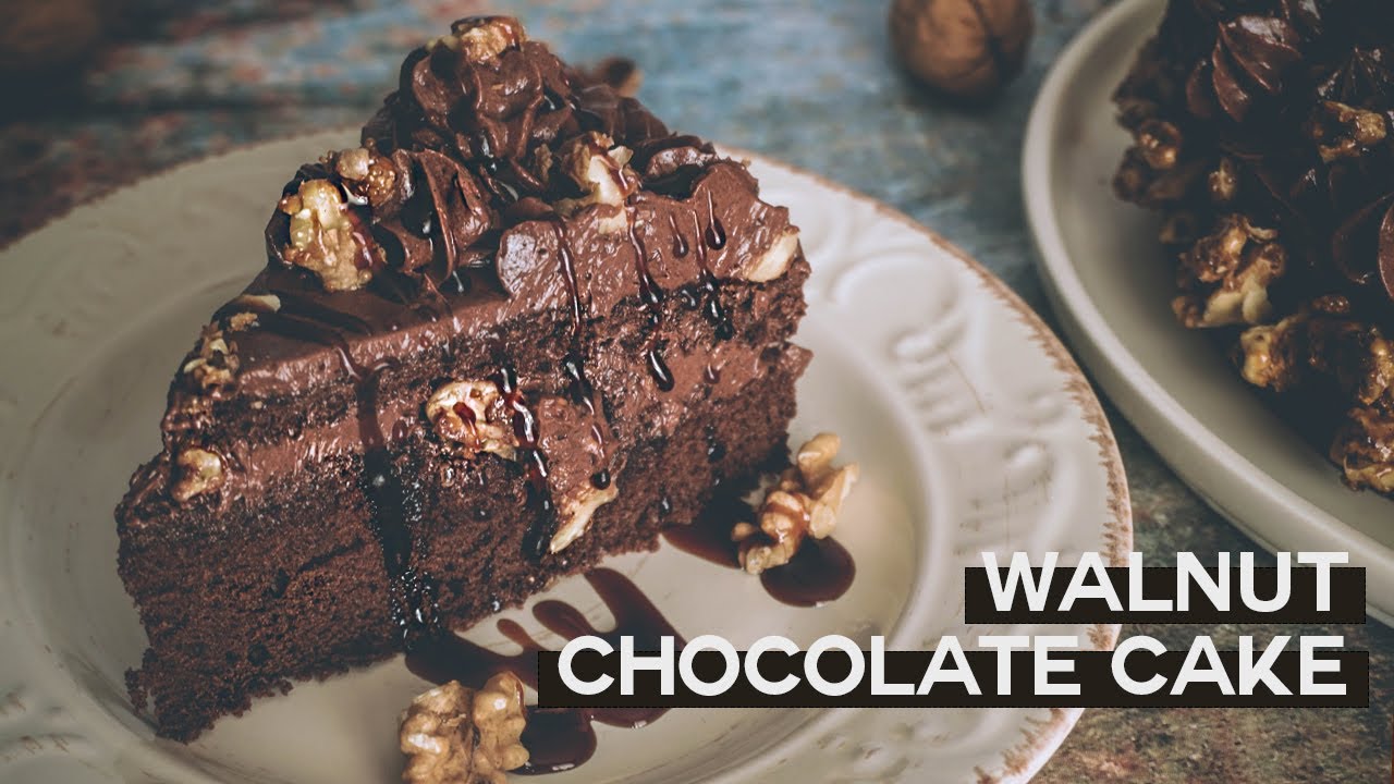 CHOCOLATE WALNUT CAKE with Caramelized Walnuts | ASMR Cooking