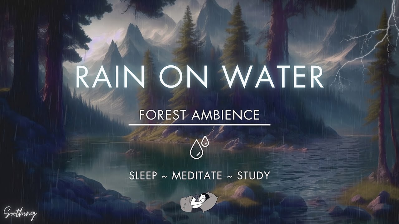 Rain On Water | NO ADS | Soothing Water Stream & Rain Sounds For Sleeping