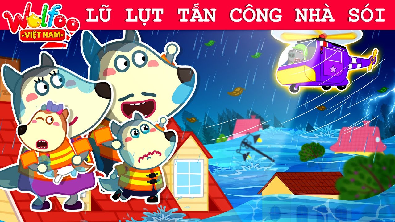 Wolfoo Việt Nam ⭐ Mưa Lũ Bất Ngờ Đổ Bộ Làng Sói –Cả Nhà Chạy Trong Hoảng Loạn! Hoạt Hình Thiếu Nhi