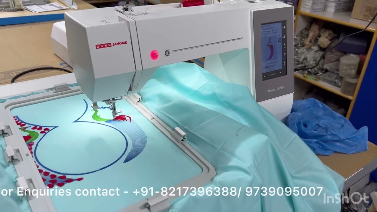 Usha Janome Memory Craft550e Embroidery on blouse video
