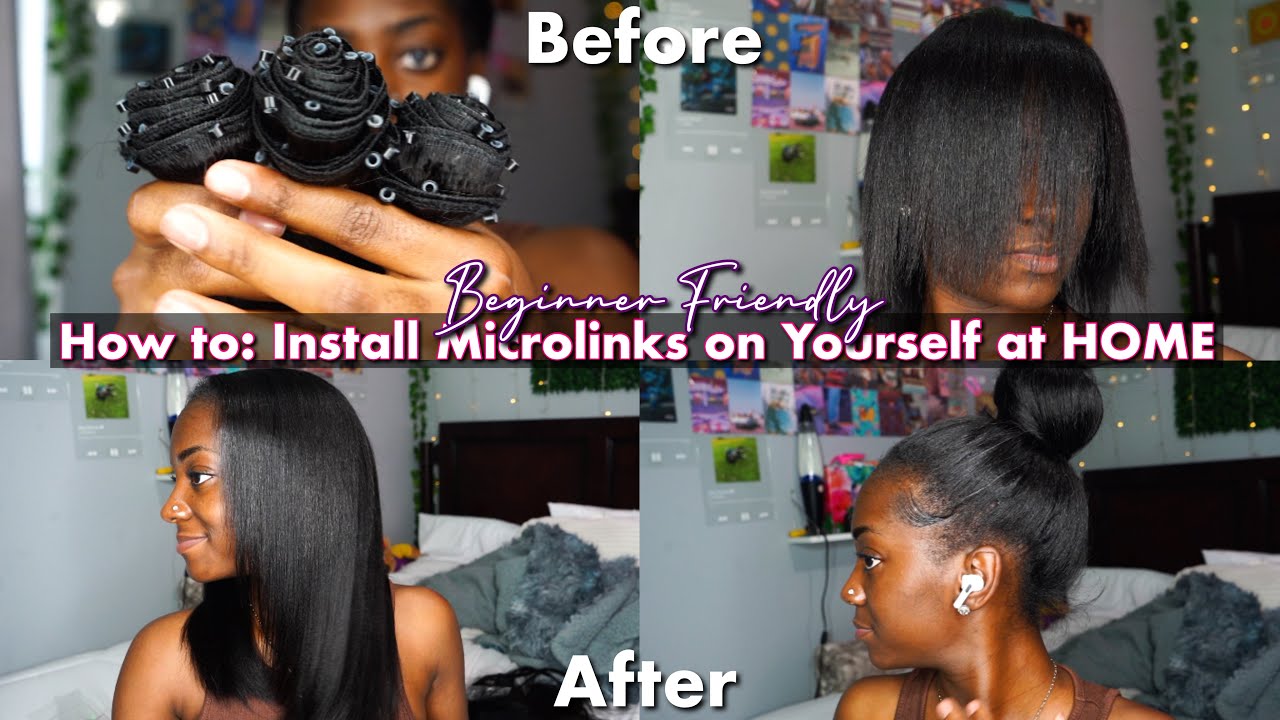 *Detailed* How To Install Microlink Weft Extensions on YOURSELF at HOME | Curls Queen Hair