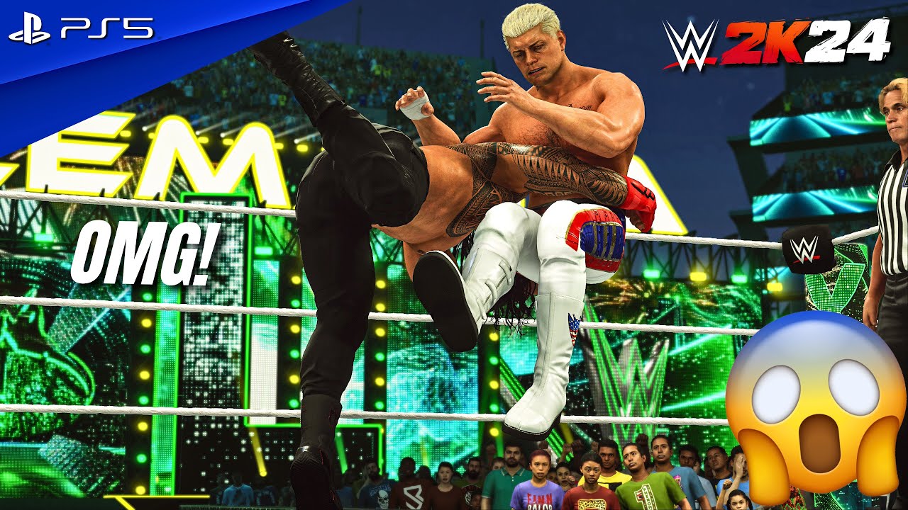 WWE 2K24 - Cody Rhodes vs. Logan Paul vs. Roman Reigns - Triple Threat Match at WrestleMania XL | 4K