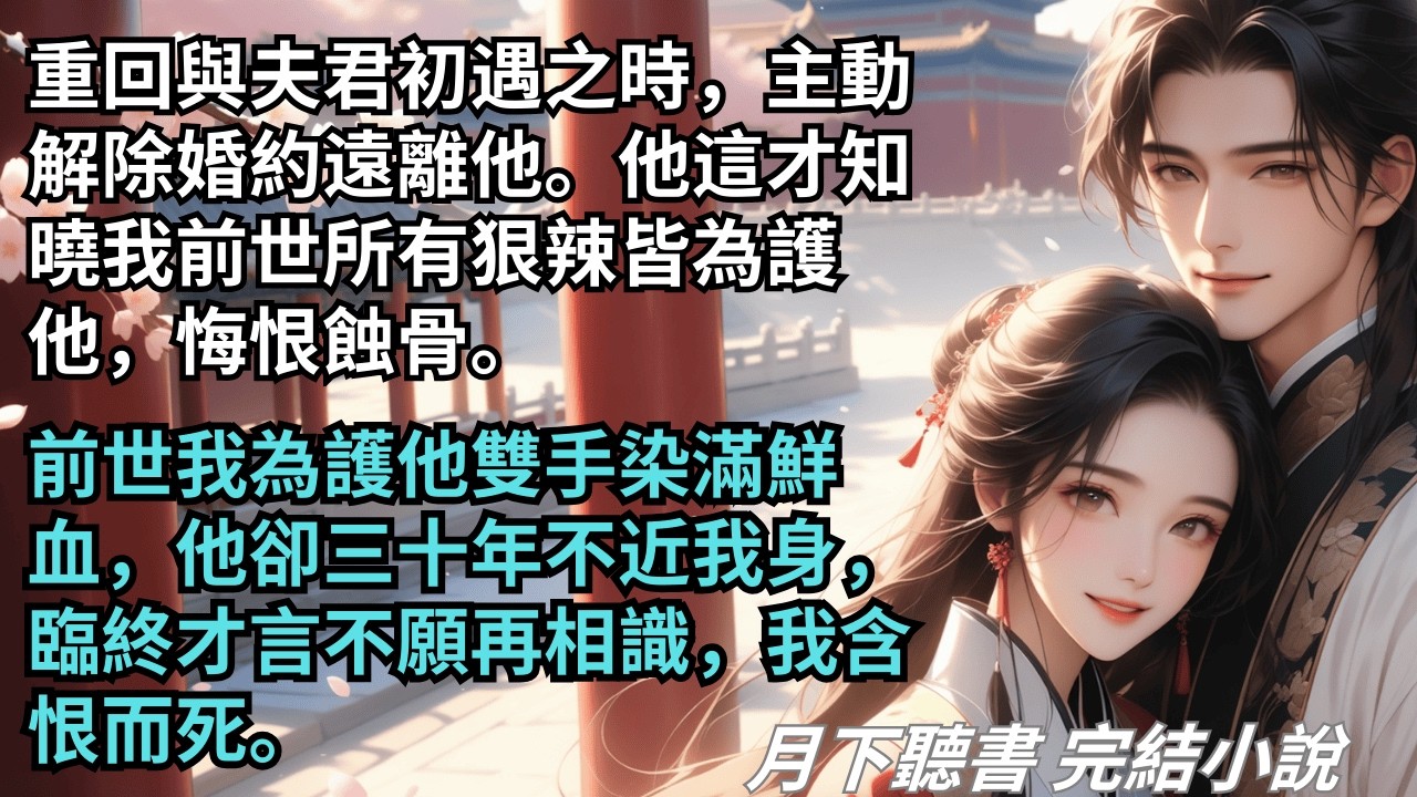 【完結小說】重回與夫君初遇之時主動解除婚約。他才知曉我所有狠辣皆為護他，悔恨蝕骨。前世我為護他雙手染滿鮮血，他卻三十年不近我身，我含恨而死。#一口氣看完 #完整版 #古言小說 #小說 #爽文 #完結