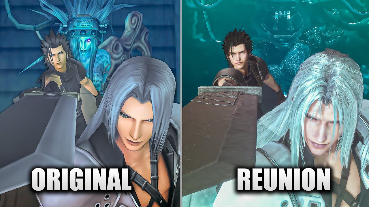【4K】ZACK VS SEPHIROTH CRISIS CORE REUNION vs ORIGINAL & JENOVA SCENE | FFVII CRISIS CORE REUNION