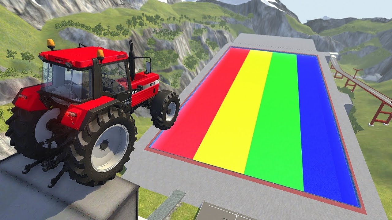 High Speed Jumps In Rainbow Slime Pool #2 - BeamNG.drive EPIC High Speed Jumps In Pool