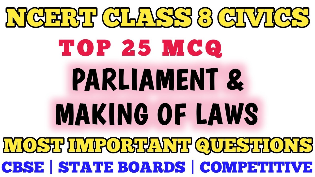Best MCQ Class 8 Parliament and making of laws | NCERT Based MCQ