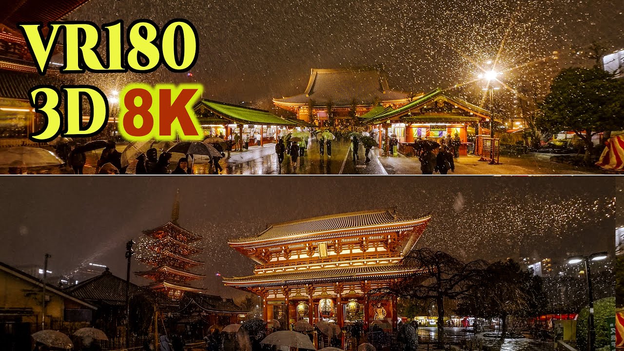 [ 8K 3D VR180 ]  初雪が舞う正月の浅草寺＆浅草神社 2026 Shot on Dual DJI Osmo Action6 + FOVブーストレンズ