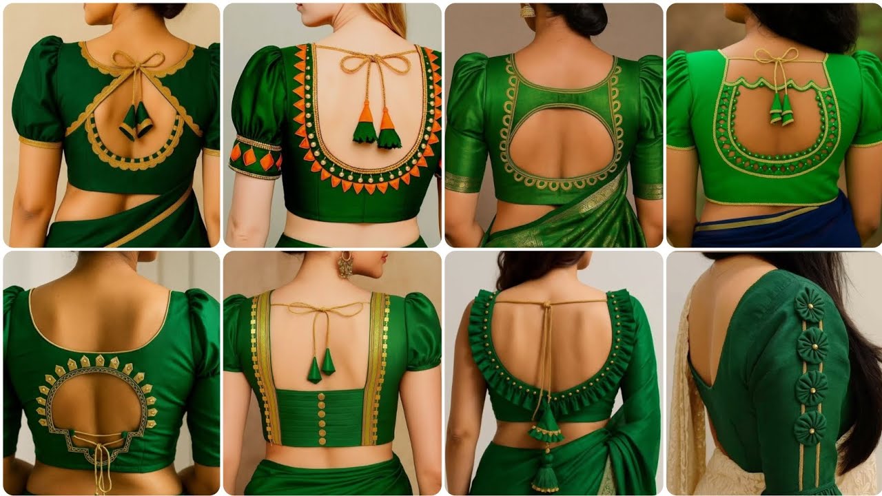 New trending blouse designs | Green saree blouse designs | Green colour blouse design 👌