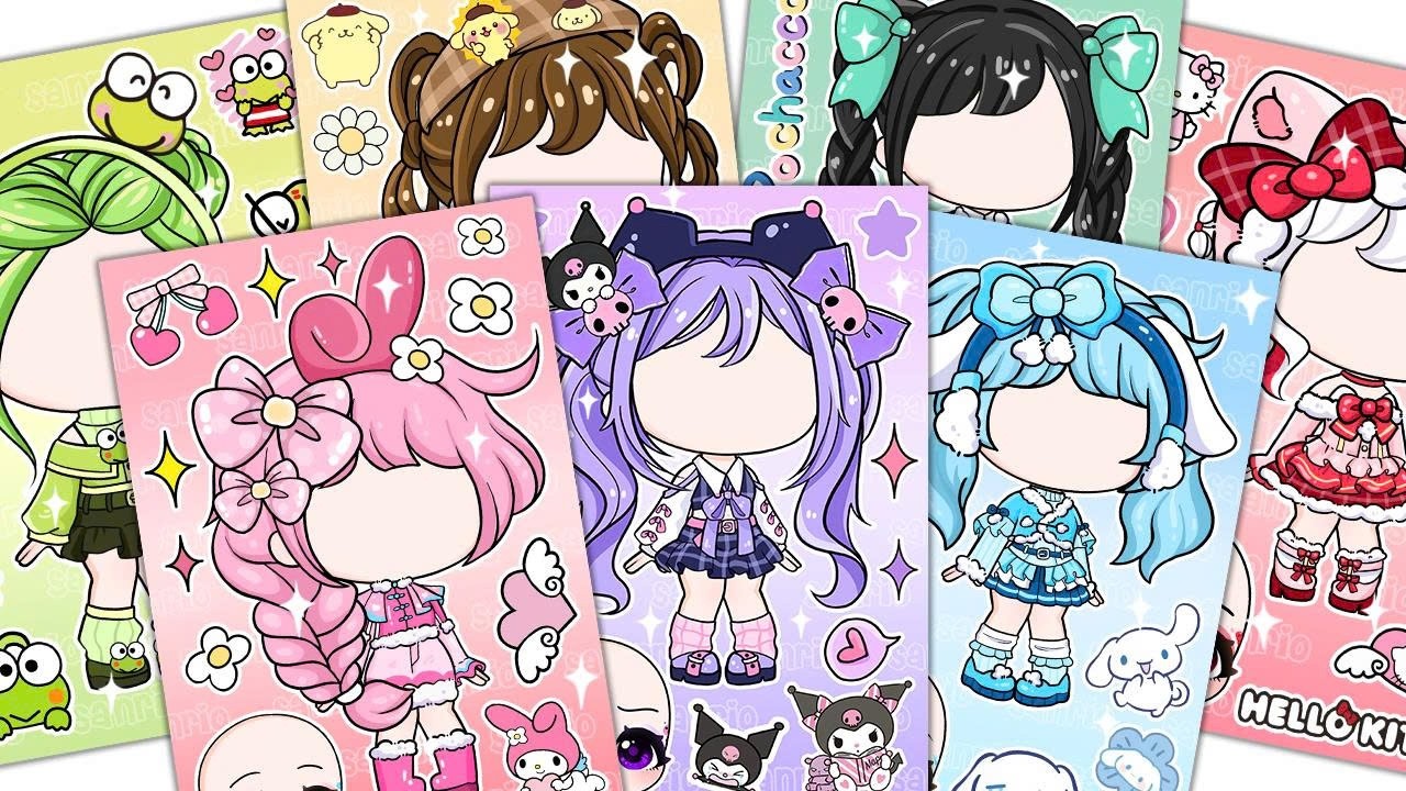 🌸Paper DIY🌸 SANRIO Baby Gacha Sticker Book| ASMR #Kuromi #Melody #Cinnamoroll  #종이놀이