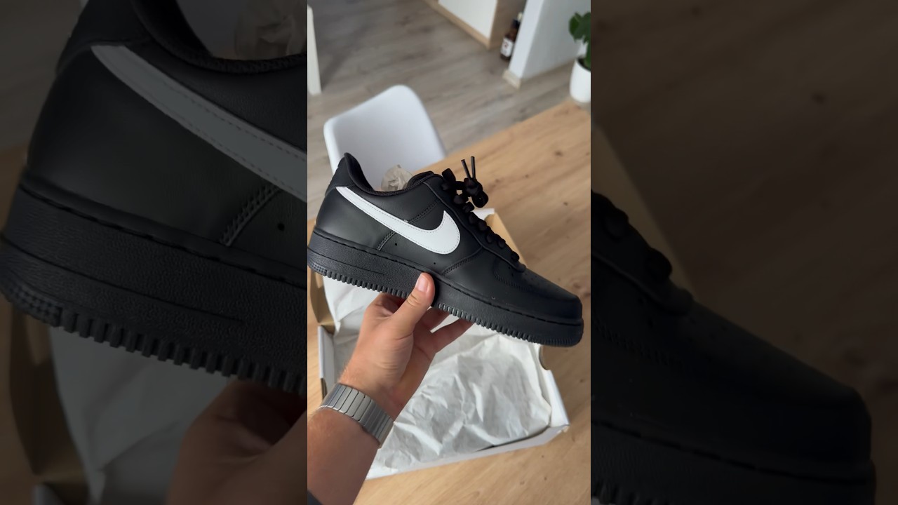 Nike Air Force 1 FULL BLACK with White swoosh FZ0627-010