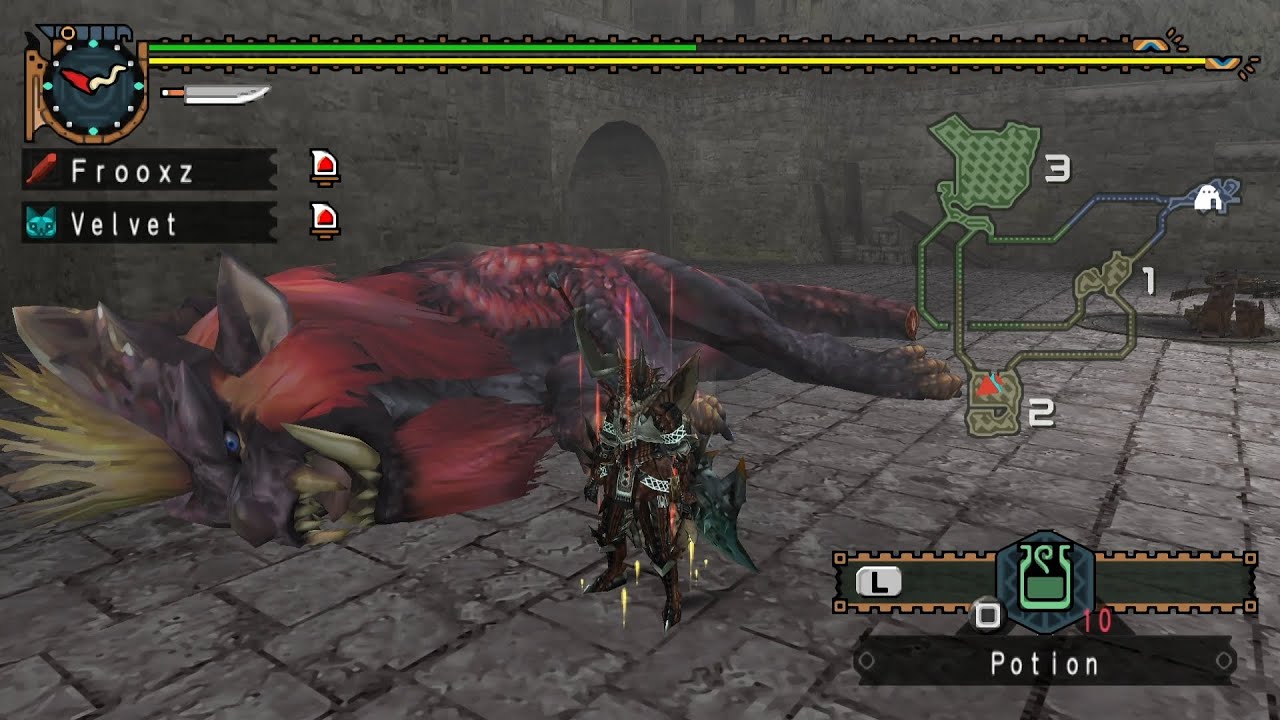 That's a BIG Teostra! | HR Nekoht Quest | Monster Hunter Freedom Unite (PSP)